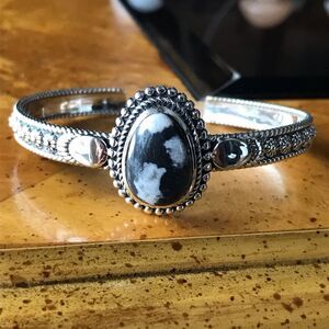 White Buffalo Sterling Silver Cuff Bracelet
